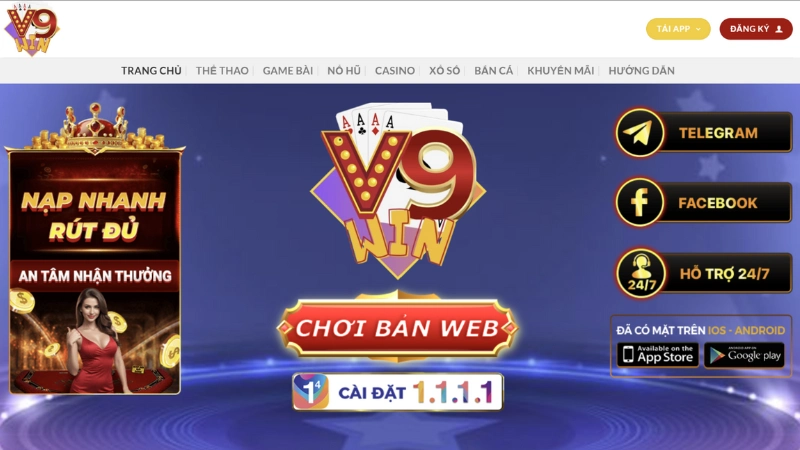 Trang chính chủ của cổng game V9win