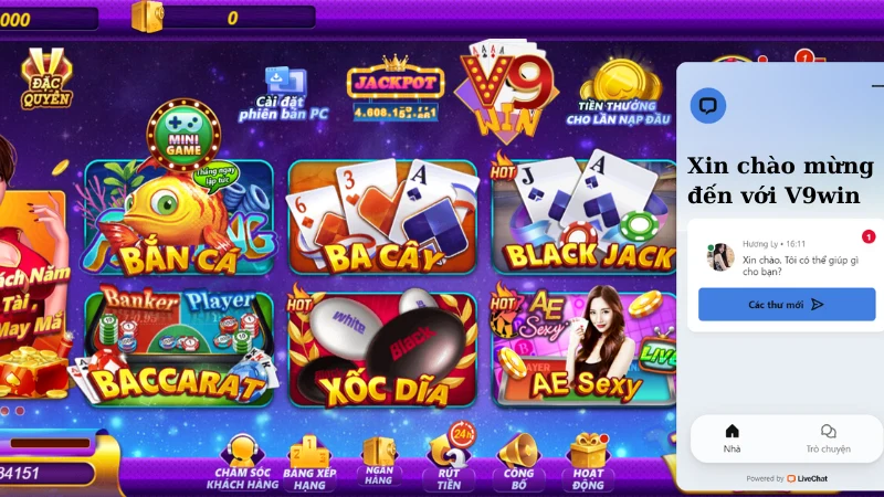 Các kênh liên hệ hỗ trợ từ cổng game V9win